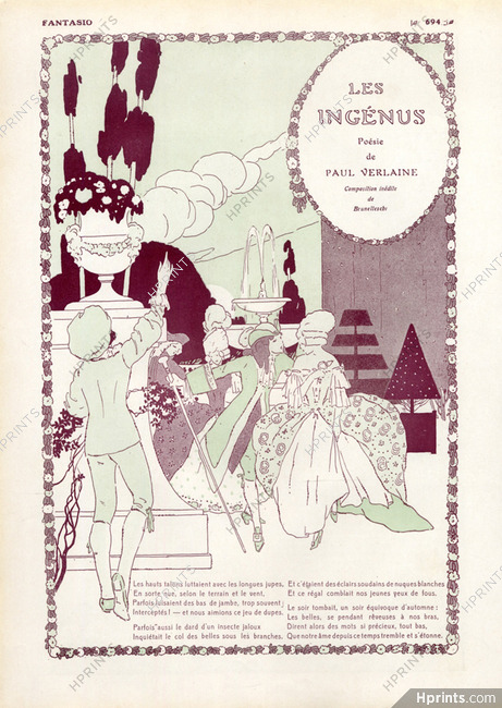 Umberto Brunelleschi 1911 "Les Ingénus"19th Century Costumes, Paul Verlaine Poem