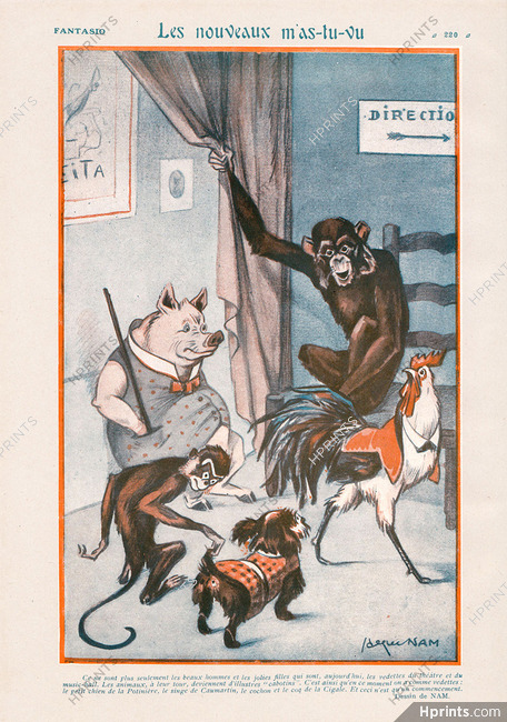 Les nouveaux m'as-tu-vu, 1924 - Jacques Nam The New Stars of Music Hall, Monkey, Dog, Cockerel, Pig
