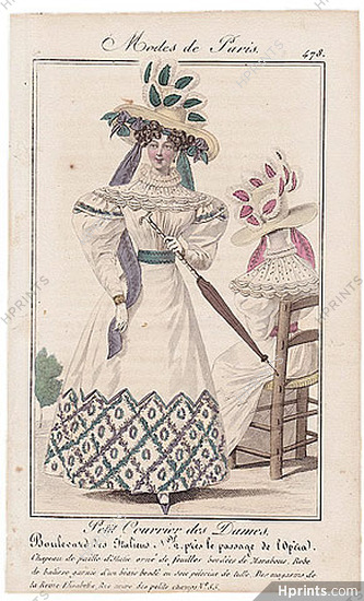 Petit Courrier des Dames 1827 N°478 Modes de Paris Julie Ribault