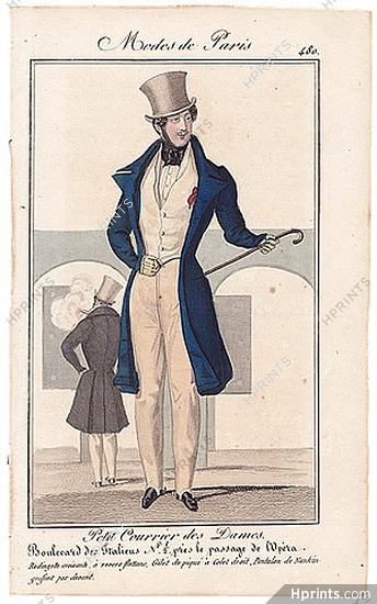 Petit Courrier des Dames 1827 N°480 Modes de Paris, Men's Clothing
