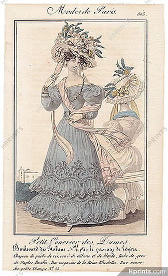 Petit Courrier des Dames 1827 N°503 Modes de Paris Julie Ribault