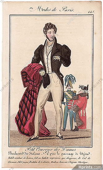 Petit Courrier des Dames 1827 N°445 Modes de Paris, Men's Clothing, Dandy
