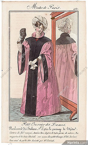 Petit Courrier des Dames 1827 N°450 Modes de Paris, Masquerade Ball, Julie Ribault