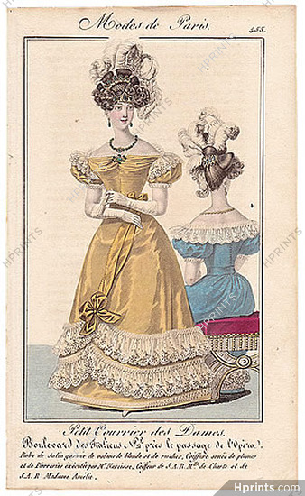 Petit Courrier des Dames 1827 N°455 Modes de Paris, Julie Ribault, Hairstyle by Narcisse