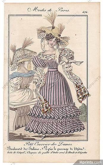 Petit Courrier des Dames 1827 N°474 Modes de Paris Julie Ribault