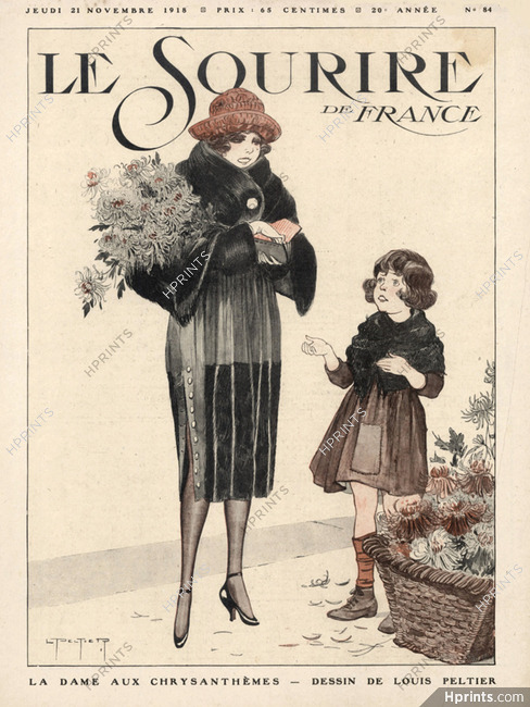 Peltier 1918 "La Dame aux Chrysanthèmes" The lady in Chrysanthemums