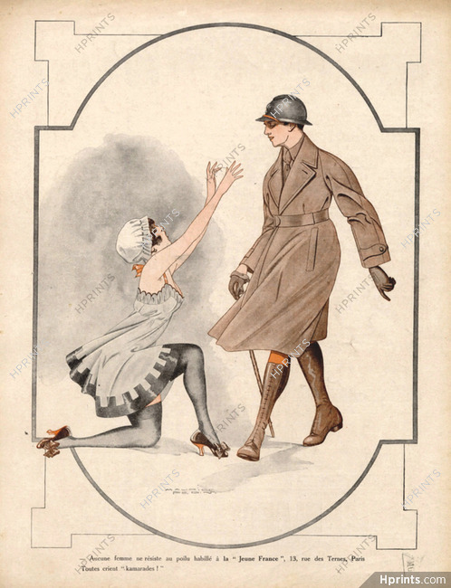Maurice Pépin 1917 Sexy Girl, Soldier, Waterproof La Jeune France