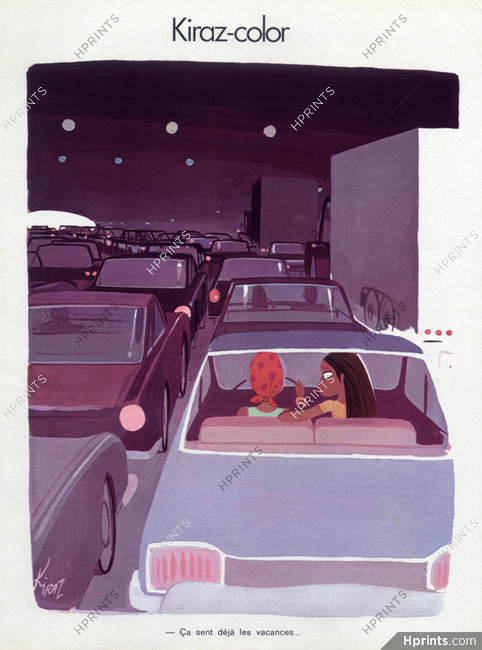 Edmond Kiraz 1973 Les Parisiennes In the Traffic jams, Kiraz-color