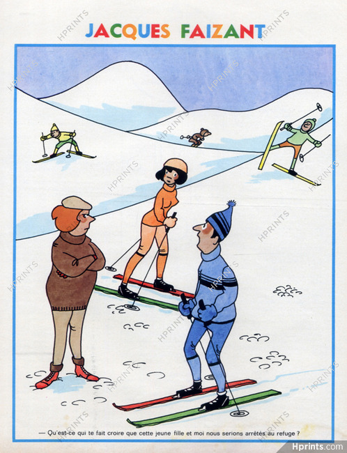 Jacques Faizant 1974 Skiing, Winter Sports