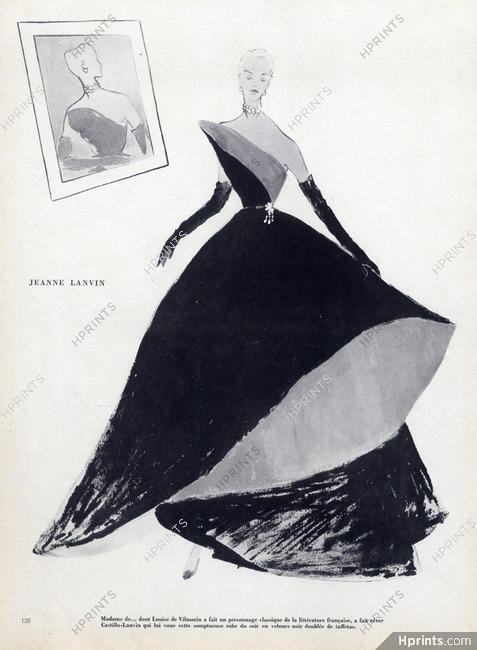 Jeanne Lanvin 1951 black and white Evening Gown "Inspiration Louise de Vilmorin"