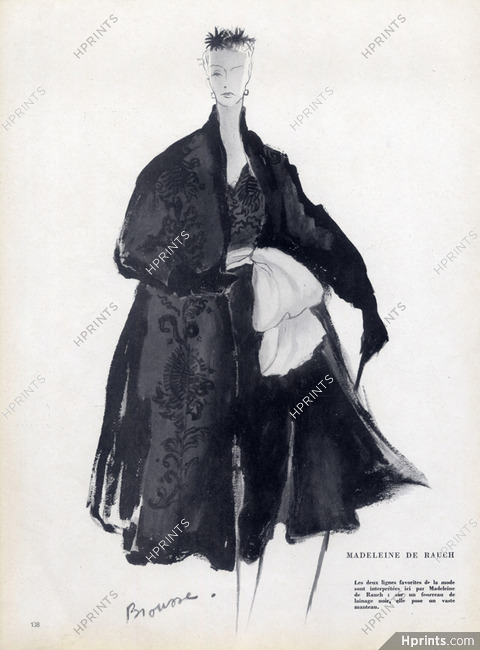 Madeleine de Rauch 1951 black Evening Gown and Coat, Simone Brousse