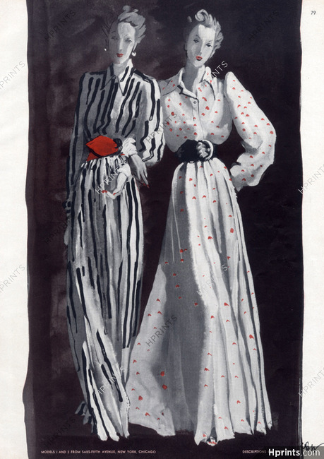 René Bouët-Willaumez 1939 Evening Gown, Fashion Illustration