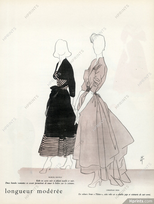 Christian Dior & Marcel Rochas1947 Dresses, René Gruau