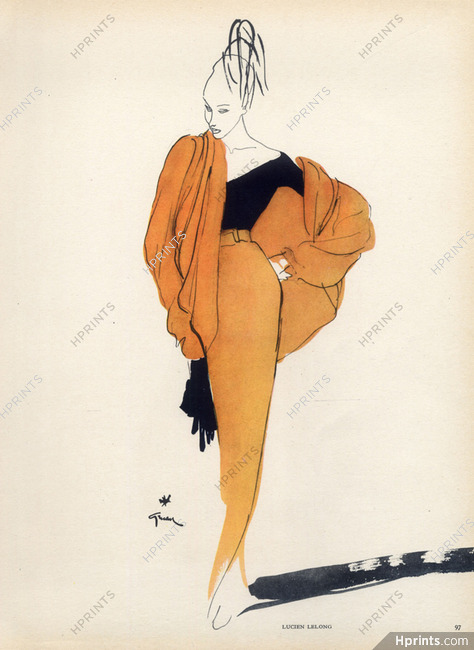 René Gruau 1946 Lucien Lelong, evening gown