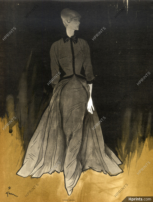 Lucien Lelong 1947 Evening Gown, René Gruau