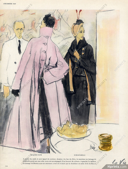 Jacques Fath & Shiaparelli 1948 Coats, Bar du Ritz, Eric