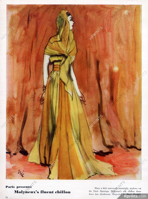 Molyneux (Couture) 1940 Back: Balenciaga, Evening Gown, Eric (Carl Erickson)