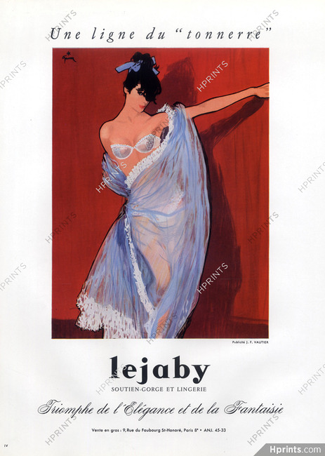 Lejaby (Lingerie) 1957 Lingerie Bra René Gruau