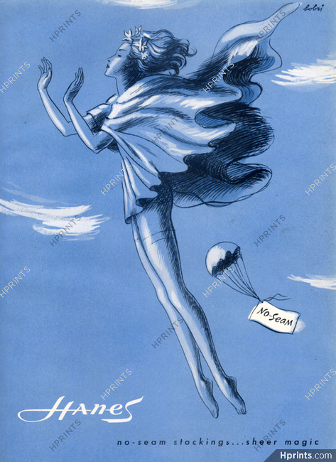 Hanes (Hosiery Stockings) 1945 Bobri, Sheer-magic