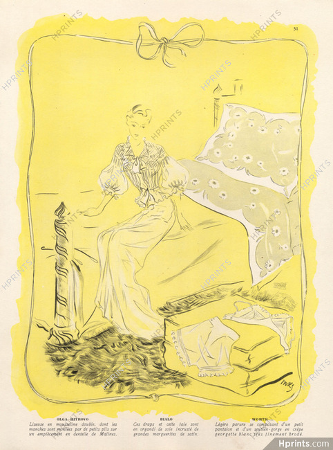 Olga Hitrovo (Lingerie) 1935 Nightdress, Karsavina, Lace Embroidery