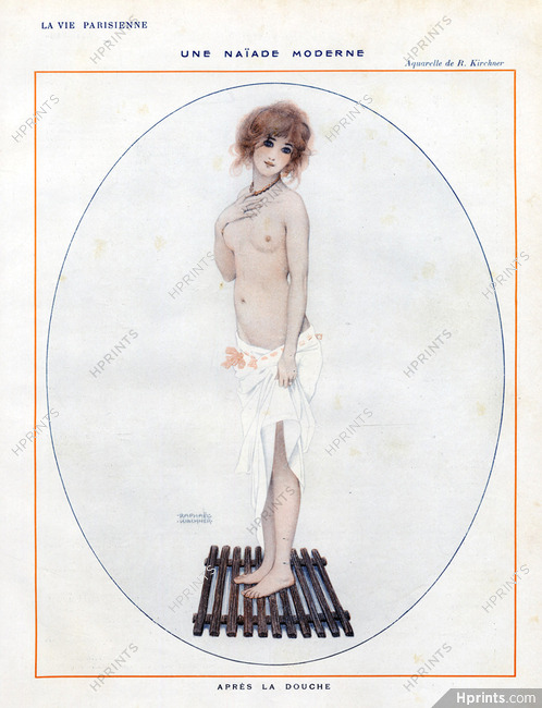 Raphaël Kirchner 1913 The Modern Naïade, Sexy Girl Topless