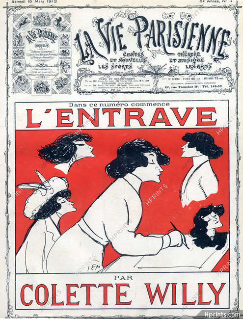 SEM (Georges Goursat) 1913 Colette Willy Caricature