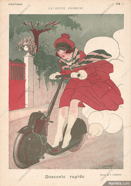 Lorenzi 1917 La Petite Coureuse, Descente rapide, Trottinette, Kick Scooter