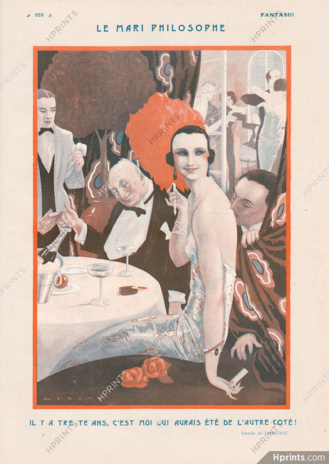 Lorenzi 1923 "Le Mari Philosophe" Roaring Twenties, Elegant Parisienne