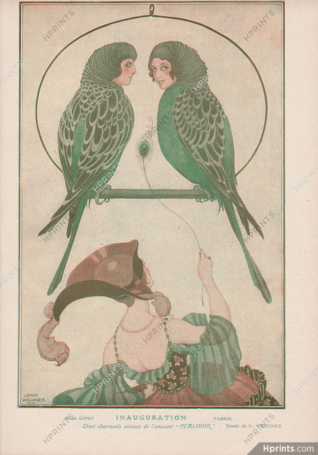 Gerda Wegener 1917 Maud Gypsy, Fabris, Parrot Caricature