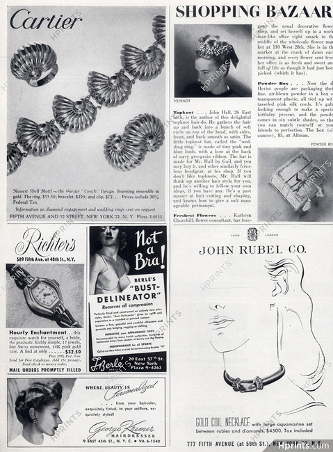 Cartier (Jewels) 1945 Ring, Bracelet, Clip, Shell Motif, Model Conch, Gold