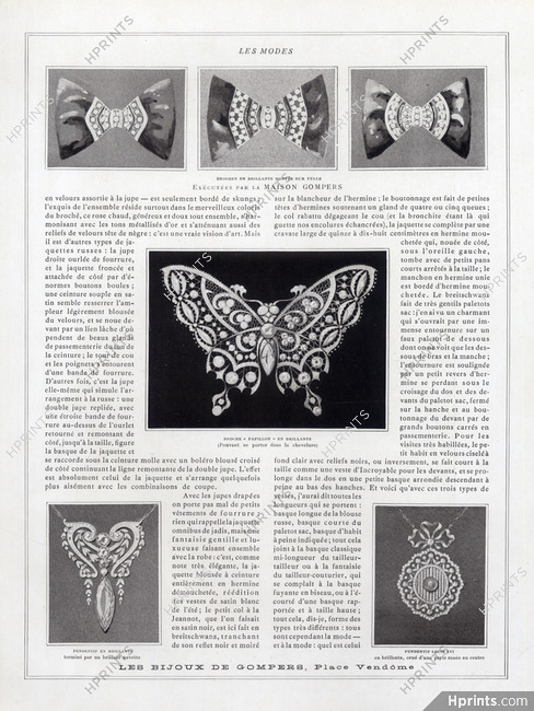 Gompers (Jewels) 1913 Broochs, Butterfly Hair Clip, Pendants