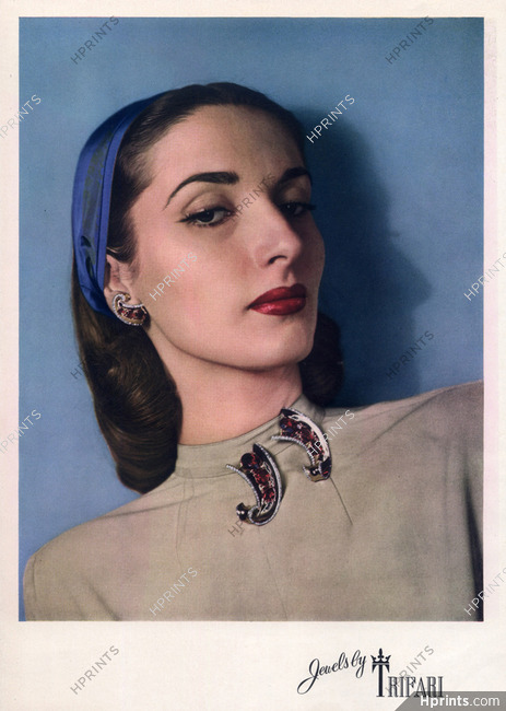 Trifari (Jewels) 1944 Brooch, Earrings