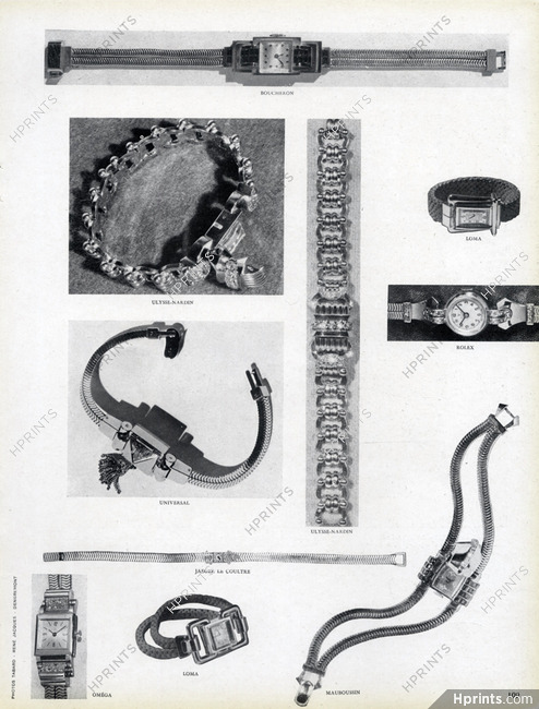 Universal, Rolex, Boucheron, Ulysse Nardin, Jaeger-leCoultre, Loma, Omega 1947 Watches