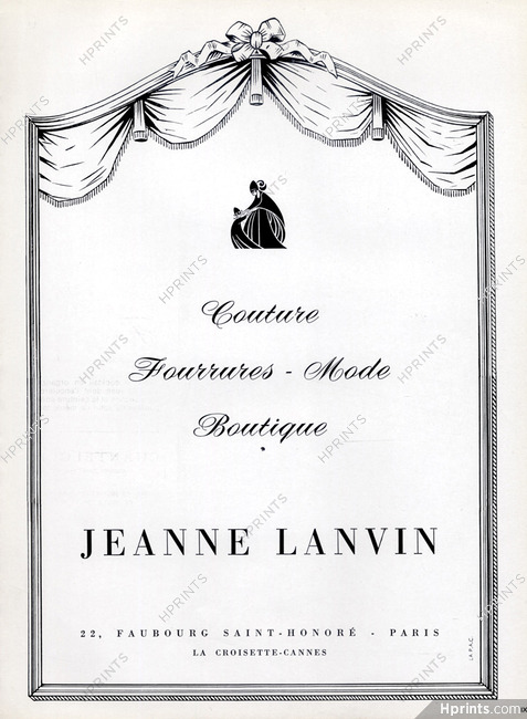 Jeanne Lanvin 1962 Label 22 Faubourg Saint Honoré