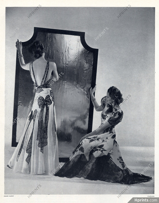 Paquin 1937 Fashion Photography André Durst, backless Evening Gown