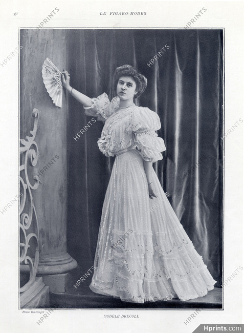 Drecoll 1905 Evening Gown, Fashion Photography, Reutlinger