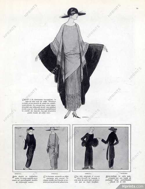 Drecoll 1922 Evening Gown, Fashion Illustration, Pigeat