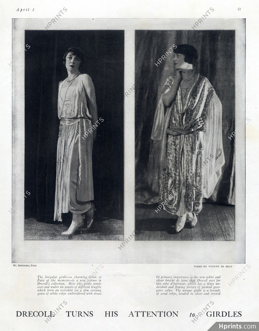 Drecoll 1923 Yvonne de Bray, Fashion Photography, Rehbinder
