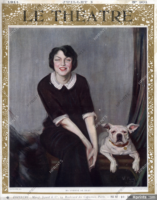 Vicente Puig 1911 Yvonne de Bray with her French Bulldog
