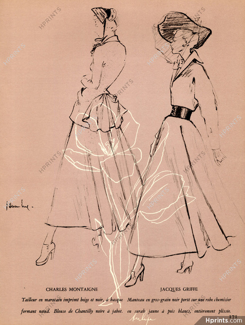 Charles Montaigne, Jacques Griffe 1948 Tailleur et manteau