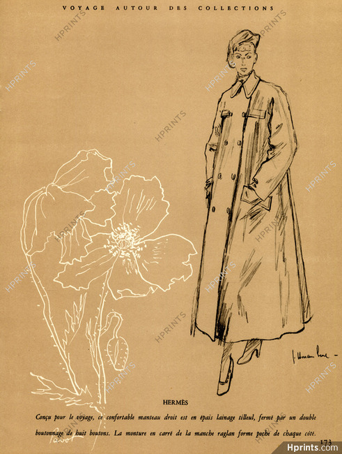 Hermès (Couture) 1948 Travel Coat, Jc. Haramboure