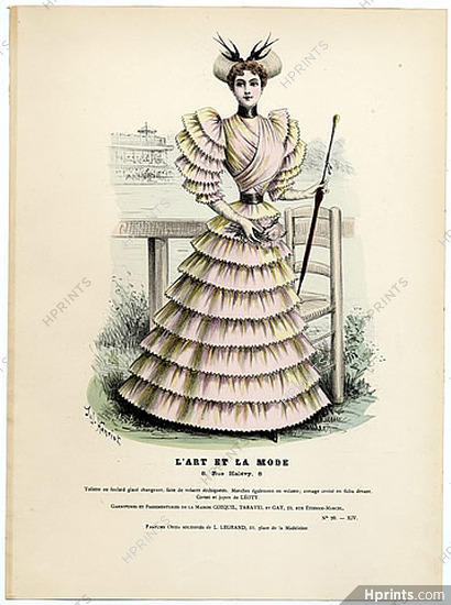 L'Art et la Mode 1893 N°20 Complete magazine with colored fashion engraving by Jules Hanriot, 16 pages