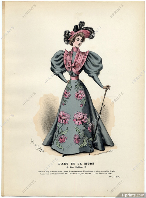 L'Art et la Mode 1895 N°06 Marie de Solar, colored fashion