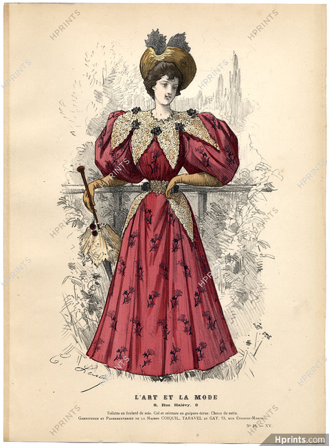 L'Art et la Mode 1894 N°34 Levilly, hand colored fashion plate