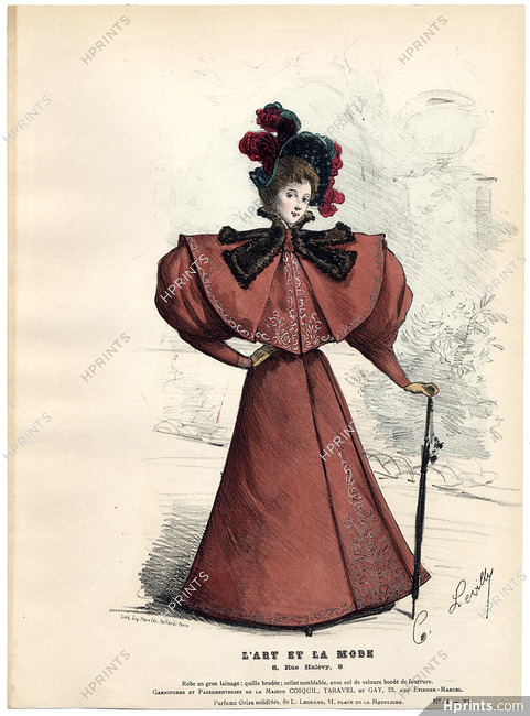 L'Art et la Mode 1894 N°44 Levilly, colored fashion lithograph