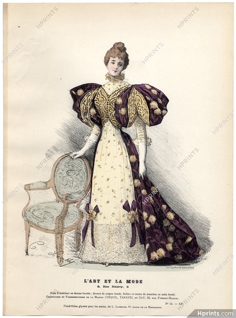 L'Art et la Mode 1894 N°45 Levilly, colored fashion lithograph, Housecoat