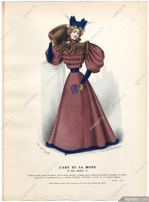 L'Art et la Mode 1894 N°48 Marie de Solar, colored fashion lithograph