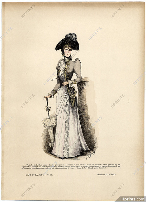 L'Art et la Mode 1890 N°28 G. de Billy, hand colored fashion
