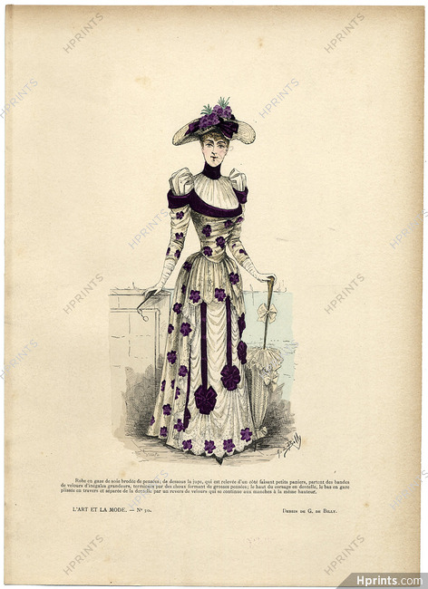 L'Art et la Mode 1890 N°30 G. de Billy, colored fashion lithograph