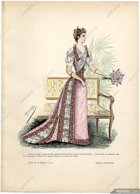 L'Art et la Mode 1891 N°10 Marie de Solar, colored fashion